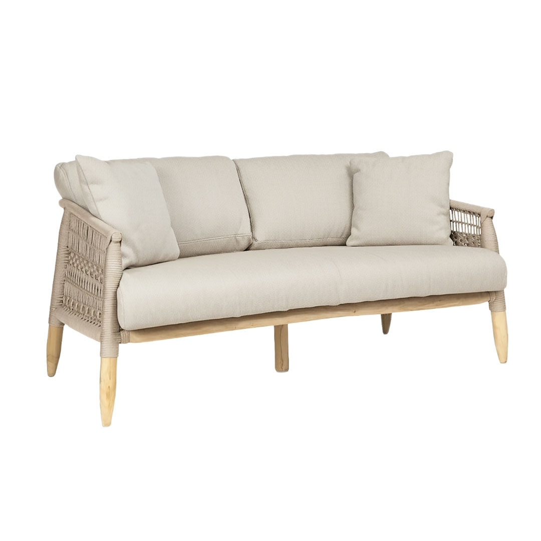 Canapea cu 2 locuri gri din lemn de tec Olefina