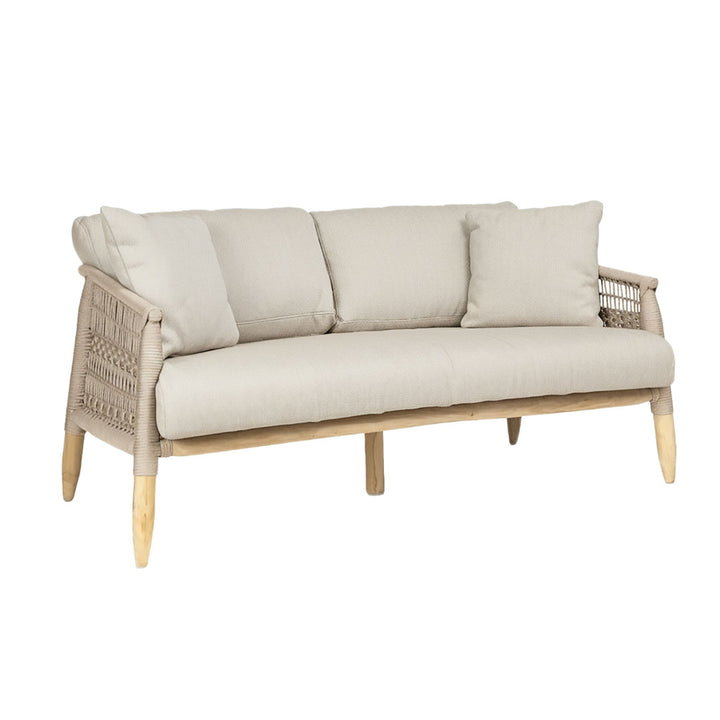 Canapea cu 2 locuri gri din lemn de tec Olefina