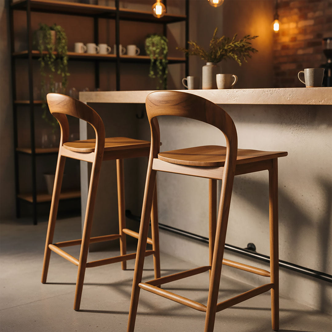 Scaun de bar din lemn de tec Solsta