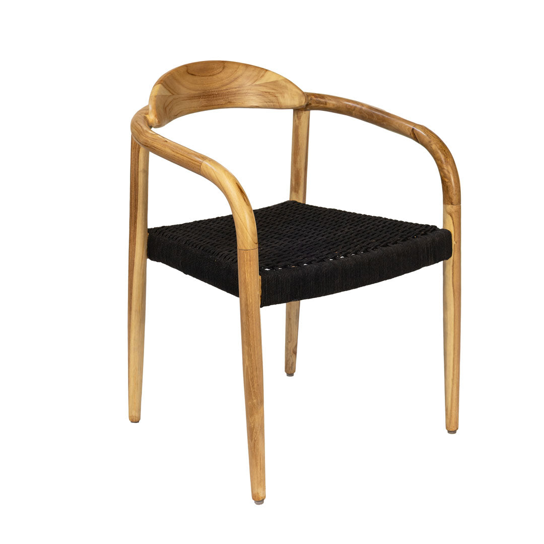 Scaun negru din lemn de tec Finn