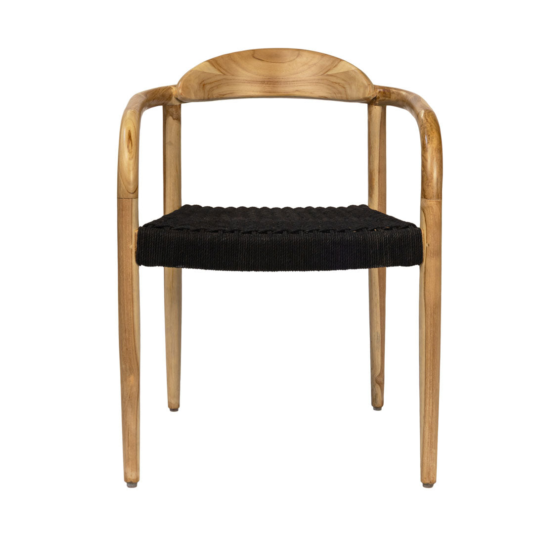 Scaun negru din lemn de tec Finn