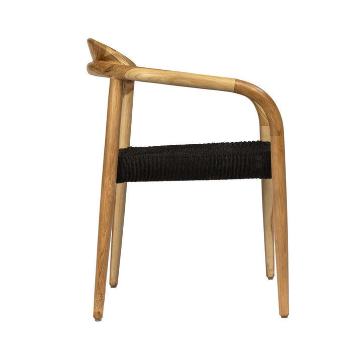 Scaun negru din lemn de tec Finn