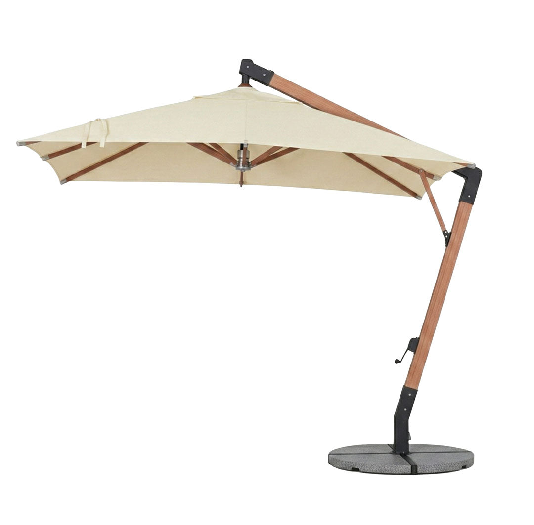 Umbrela cu brat lateral Aeris, ivoire, 350x350 cm, structura din lemn