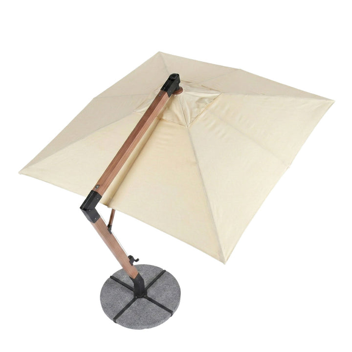 Umbrela cu brat lateral Aeris, ivoire, 350x350 cm, structura din lemn