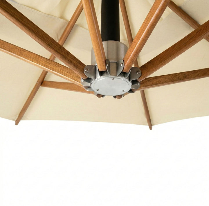 Umbrela cu brat lateral Aeris, ivoire, 350x350 cm, structura din lemn