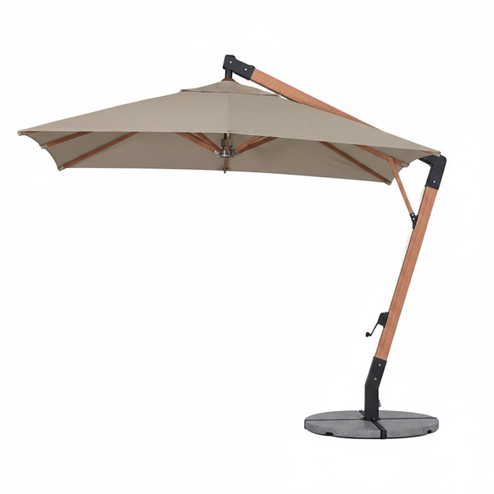 Umbrela cu brat lateral Aeris, gri, 350x350 cm, structura din lemn
