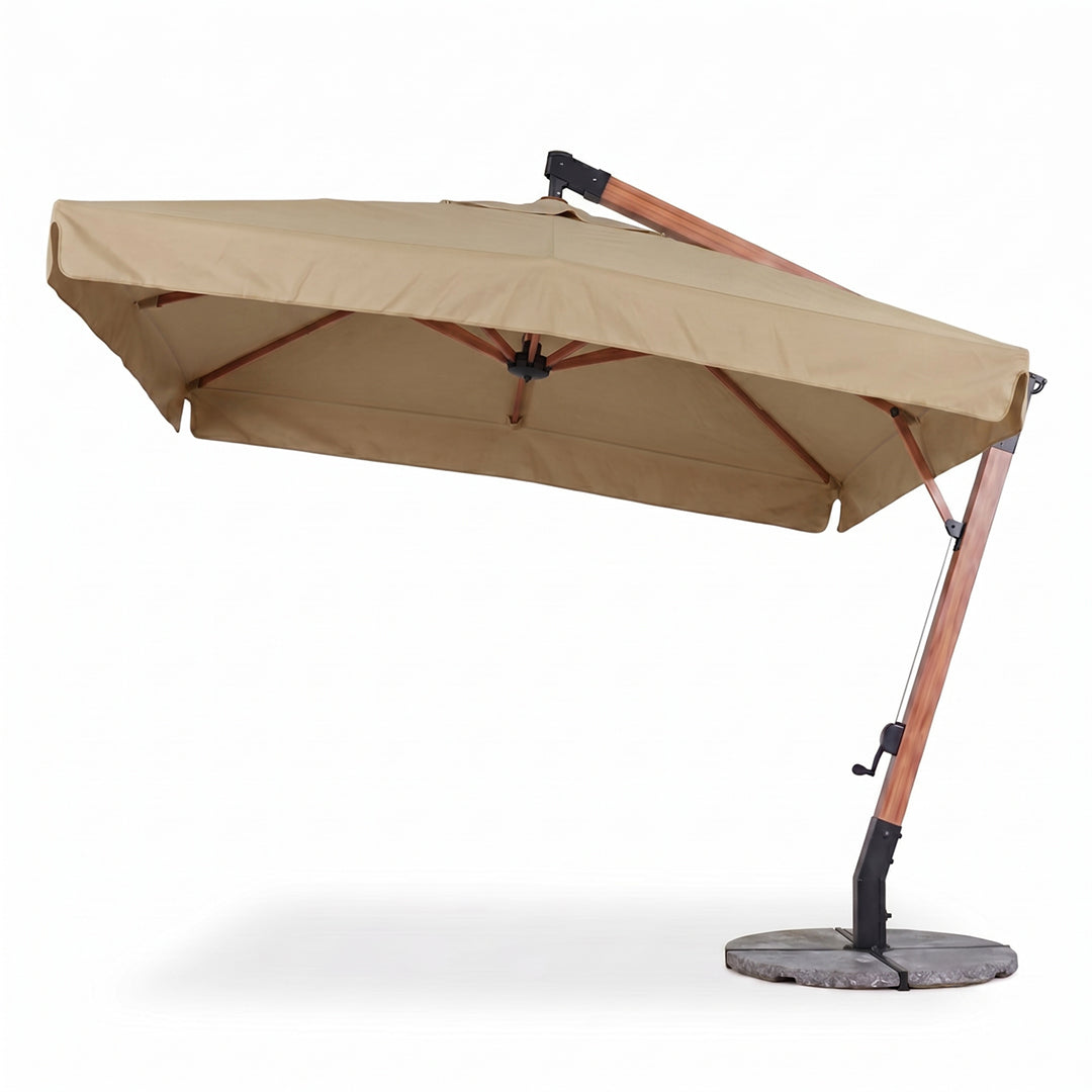 Umbrela cu brat lateral Aeris, maro, 350x350 cm, structura din lemn