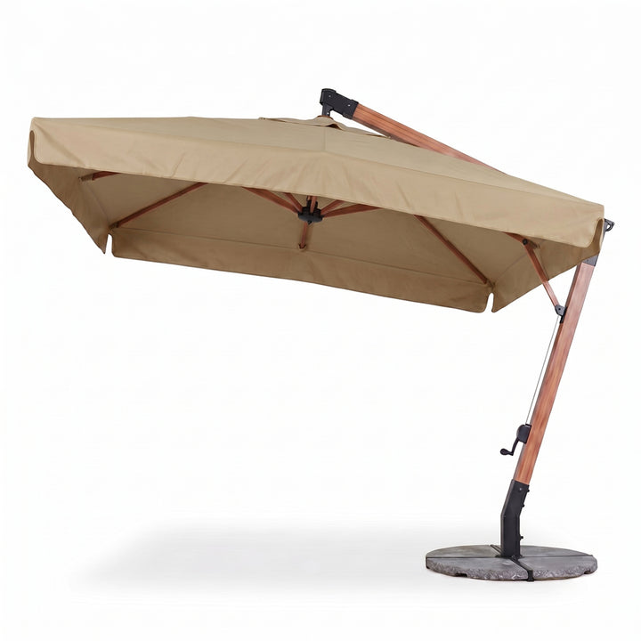 Umbrela cu brat lateral Aeris, maro, 350x350 cm, structura din lemn