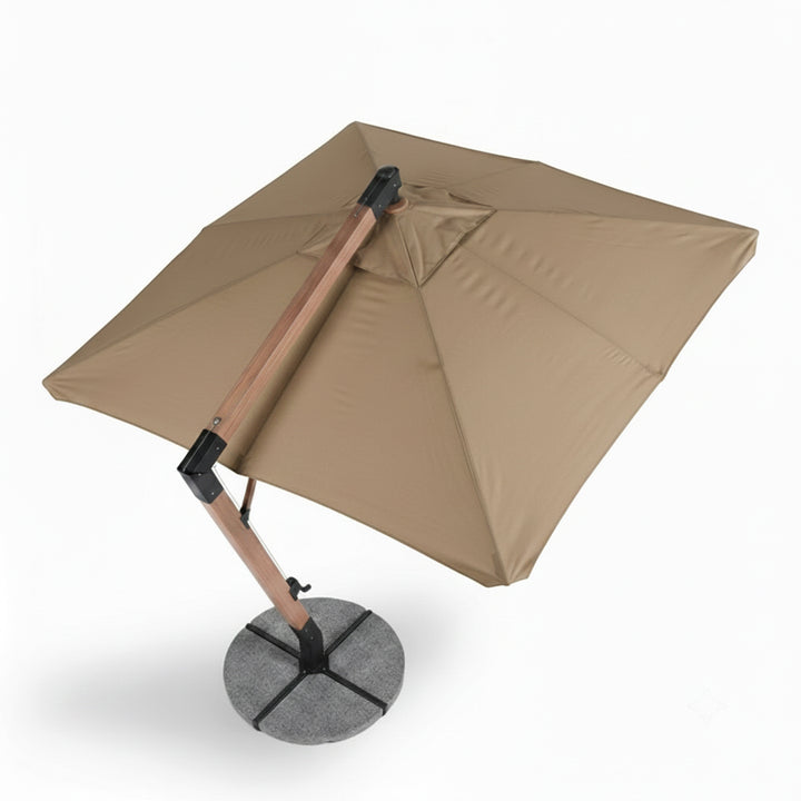 Umbrela cu brat lateral Aeris, maro, 300x300 cm, structura din lemn