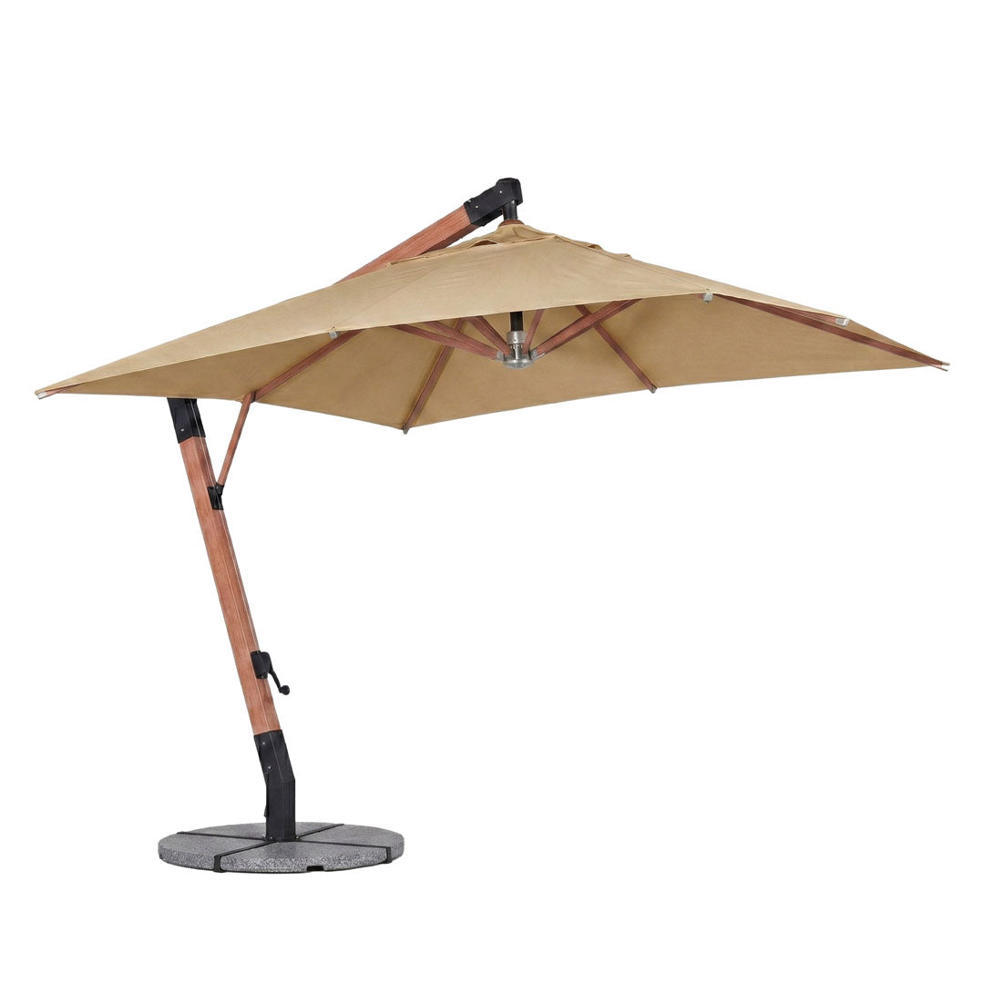 Umbrela cu brat lateral Aeris, bej, 350x350 cm, structura din lemn