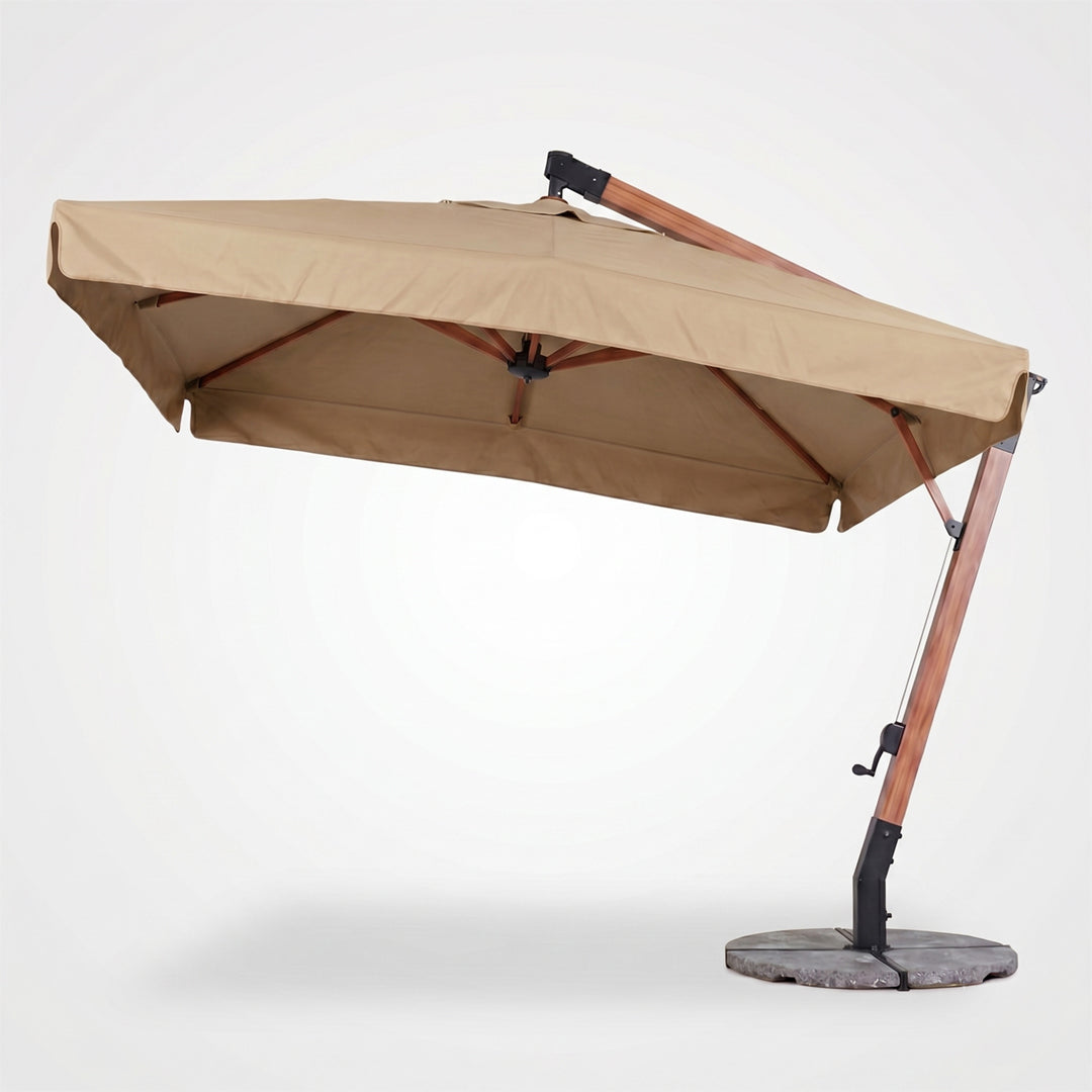 Umbrela cu brat lateral Aeris, bej, 250x250 cm, structura din lemn