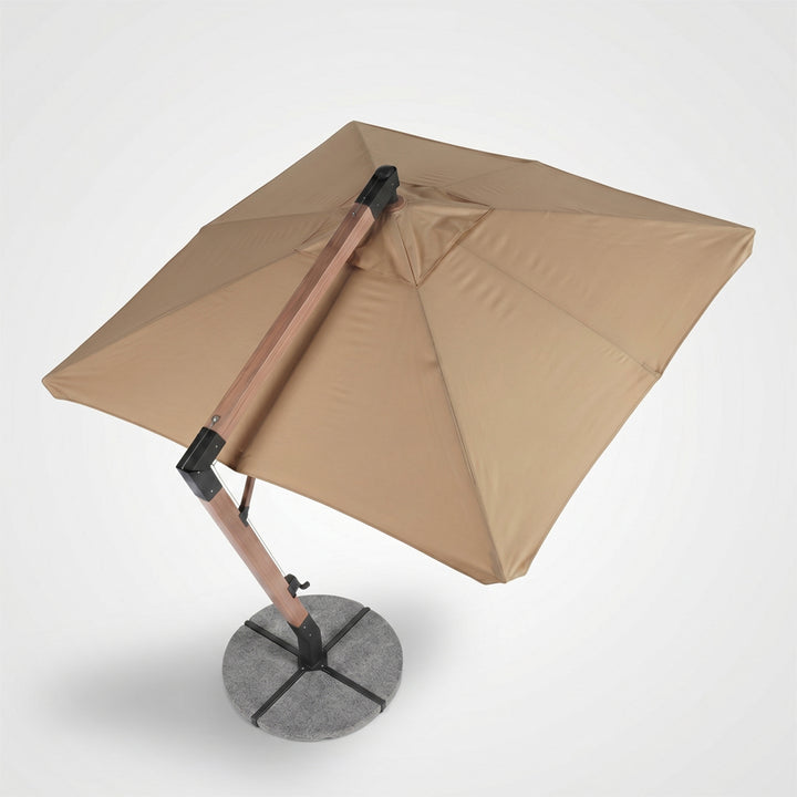 Umbrela cu brat lateral Aeris, bej, 250x250 cm, structura din lemn