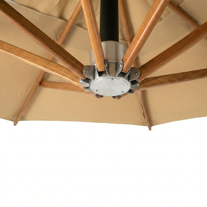 Umbrela cu brat lateral Aeris, bej, 350x350 cm, structura din lemn