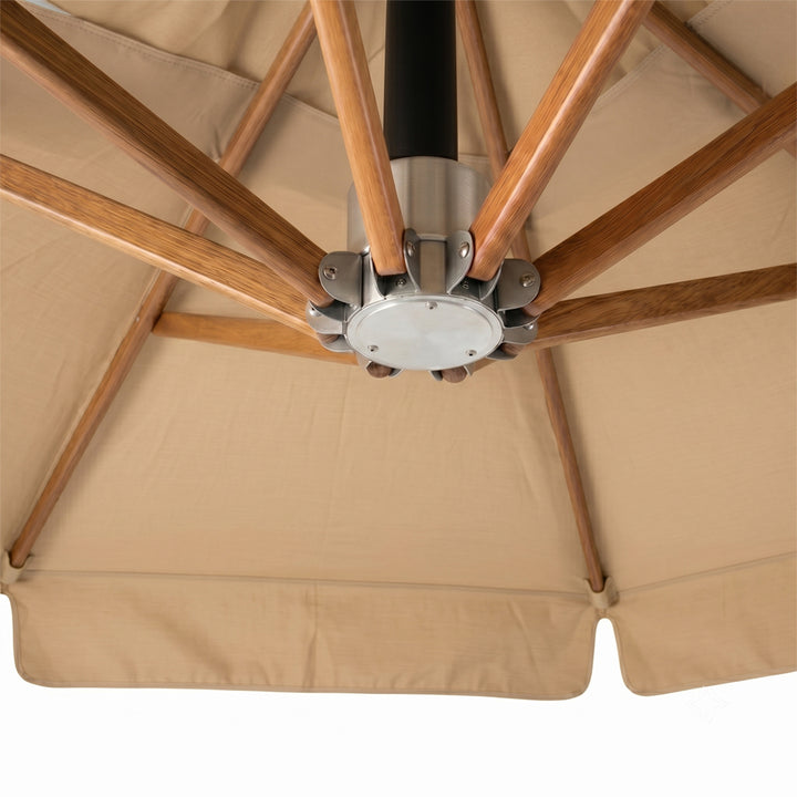 Umbrela cu brat lateral Aeris, bej, 250x250 cm, structura din lemn