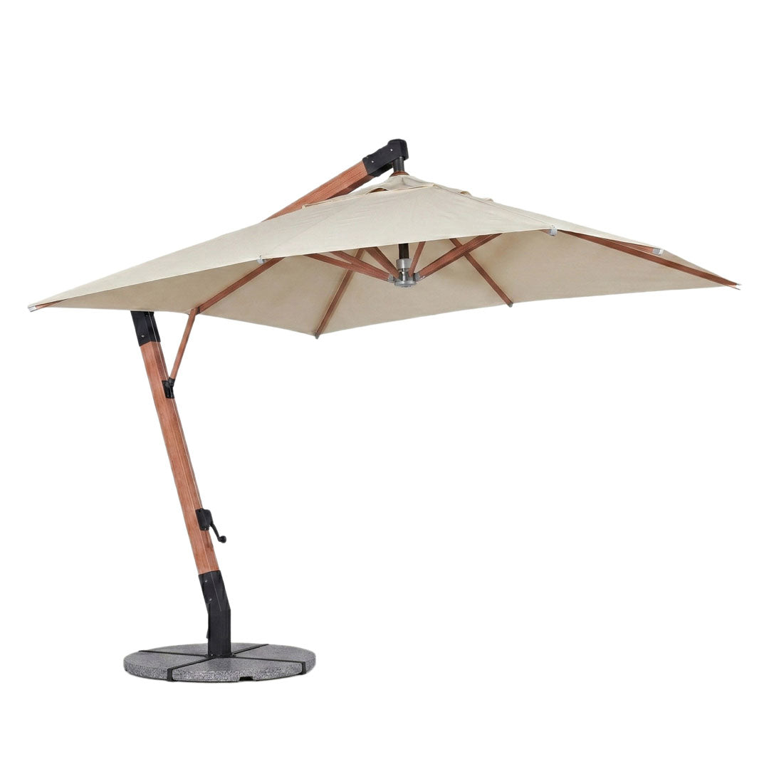 Umbrela cu brat lateral Aeris, ivoire, 300x300 cm, structura din lemn