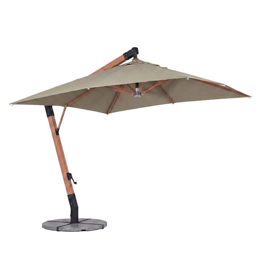 Umbrela cu brat lateral Aeris, gri, 300x300 cm, structura din lemn