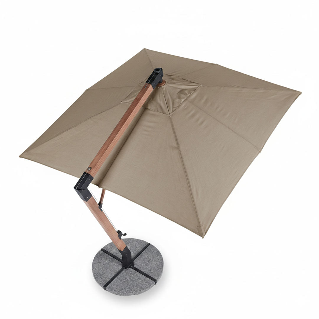 Umbrela cu brat lateral Aeris, gri, 300x300 cm, structura din lemn