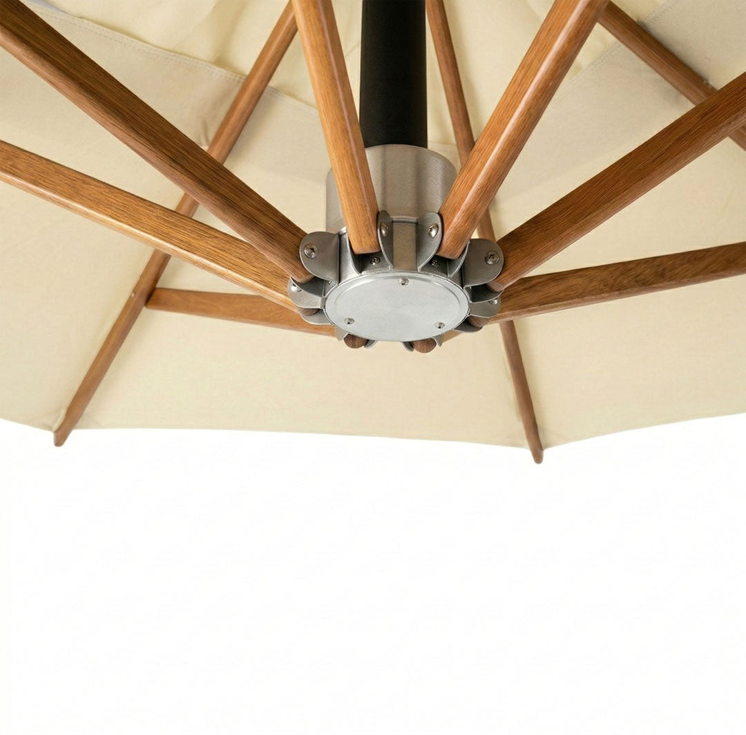 Umbrela cu brat lateral Aeris, ivoire, 250x250 cm, structura din lemn