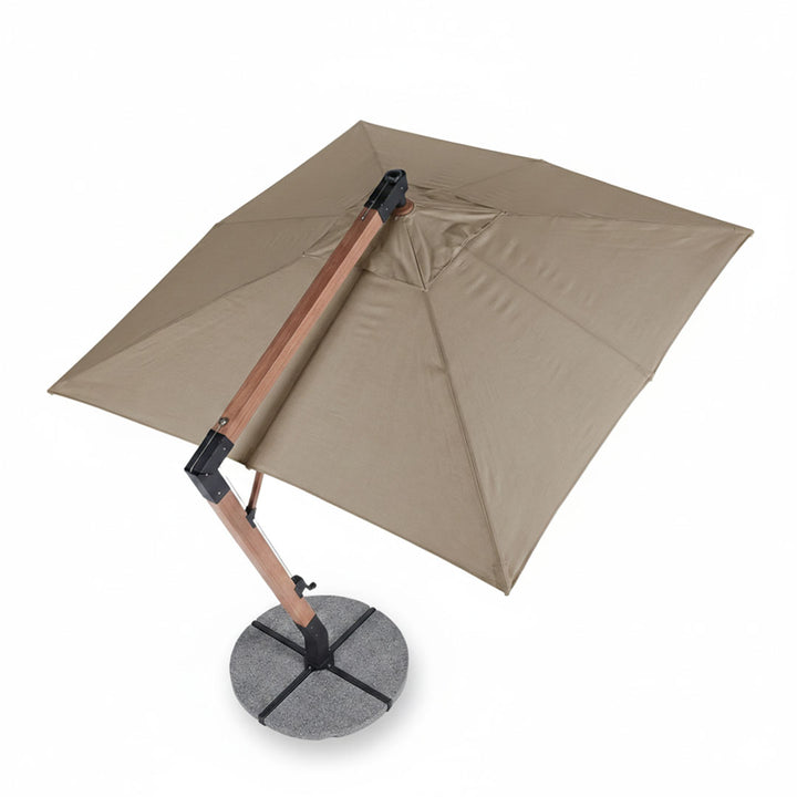 Umbrela cu brat lateral Aeris, gri, 250x250 cm, structura din lemn