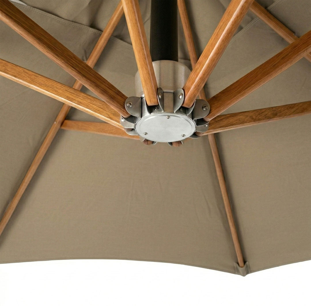 Umbrela cu brat lateral Aeris, gri, 250x250 cm, structura din lemn