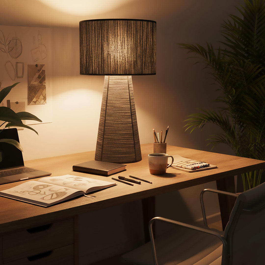 Veioza neagra din fibra de bananier si bumbac Miyako