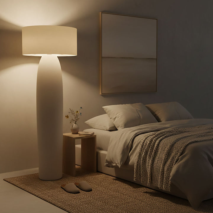 Lampadar alb din beton si bumbac Takai