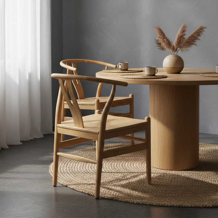 Scaun bej din lemn de tec Yara