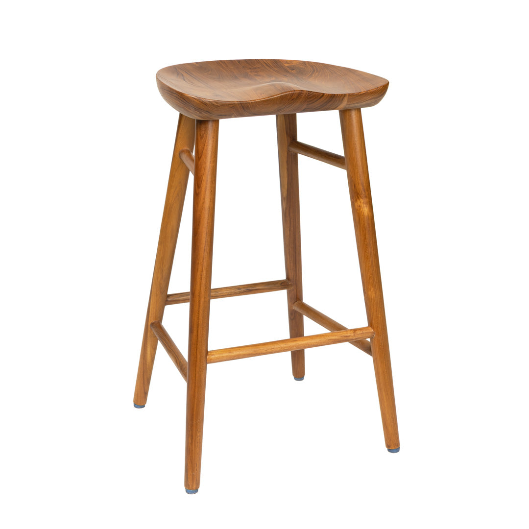 Scaun de bar maro din lemn de tec Tarong