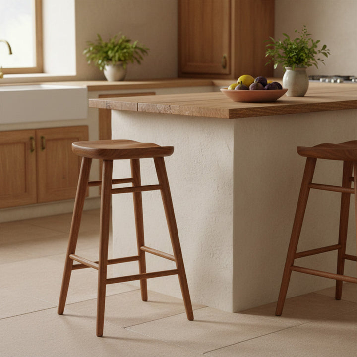 Scaun de bar maro din lemn de tec Tarong