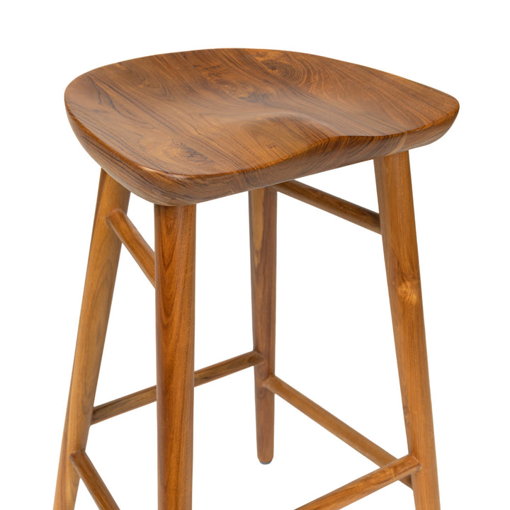 Scaun de bar maro din lemn de tec Tarong