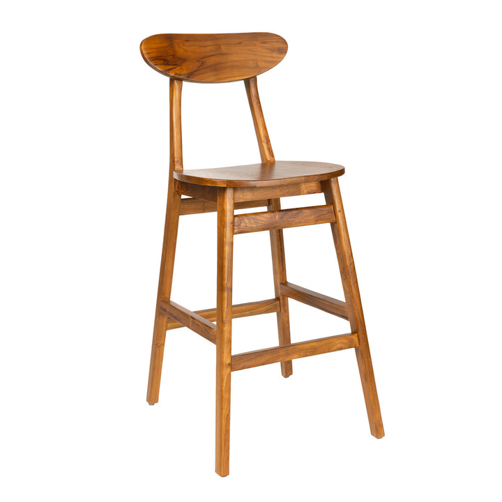 Scaun de bar maro din lemn de tec Arno