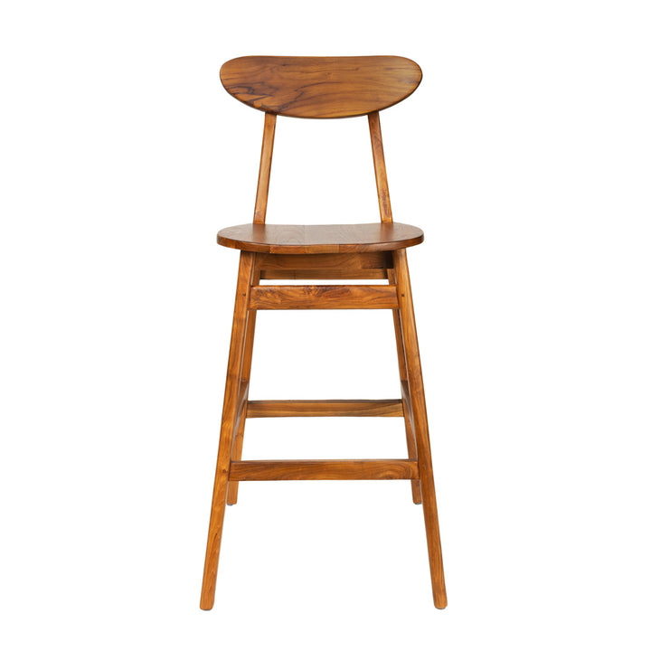 Scaun de bar maro din lemn de tec Arno