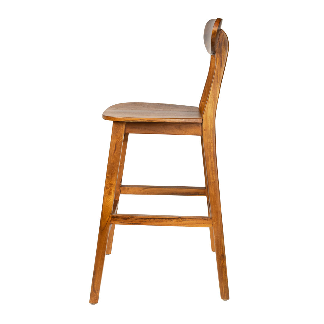 Scaun de bar maro din lemn de tec Arno