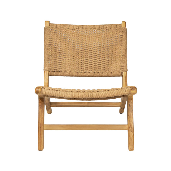 Fotoliu bej din lemn de tec si fibre naturale Narin