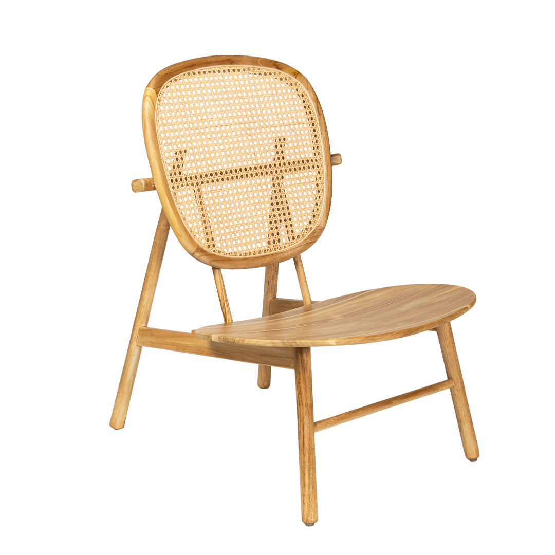 Fotoliu bej din lemn de tec si ratan Soren