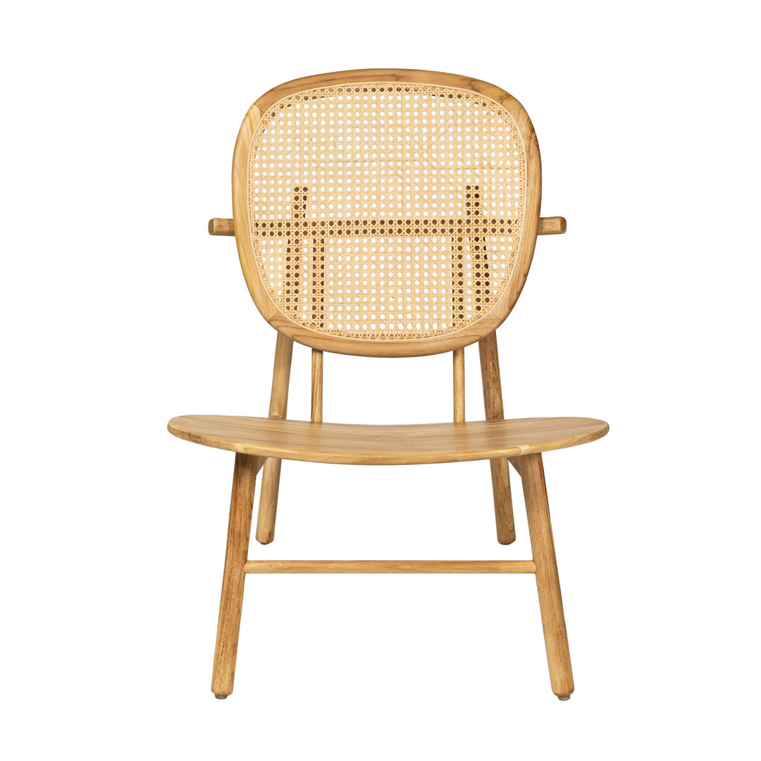 Fotoliu bej din lemn de tec si ratan Soren