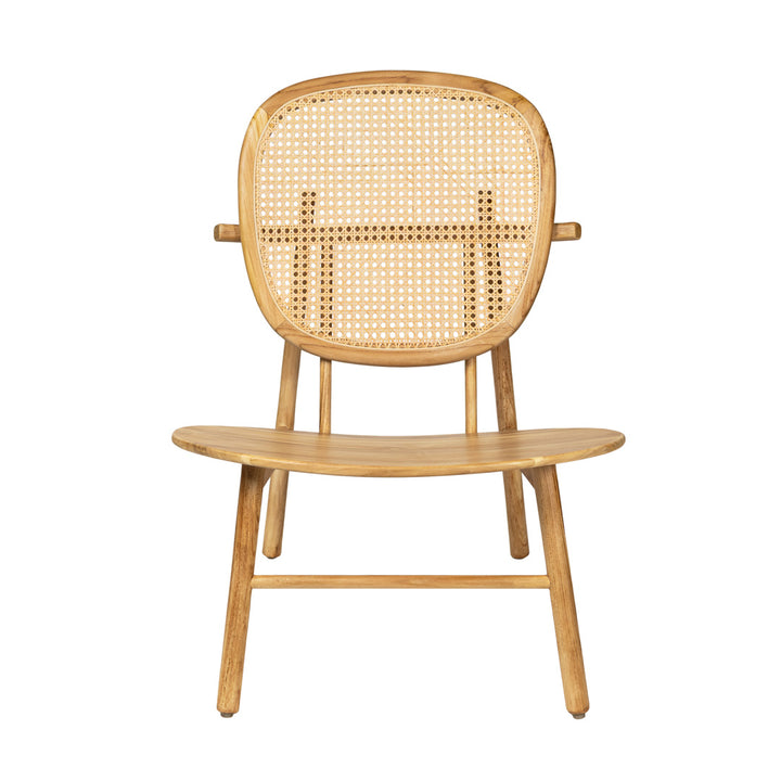 Fotoliu bej din lemn de tec si ratan Soren