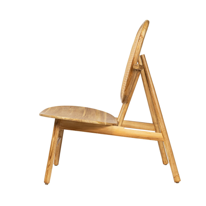 Fotoliu bej din lemn de tec si ratan Soren