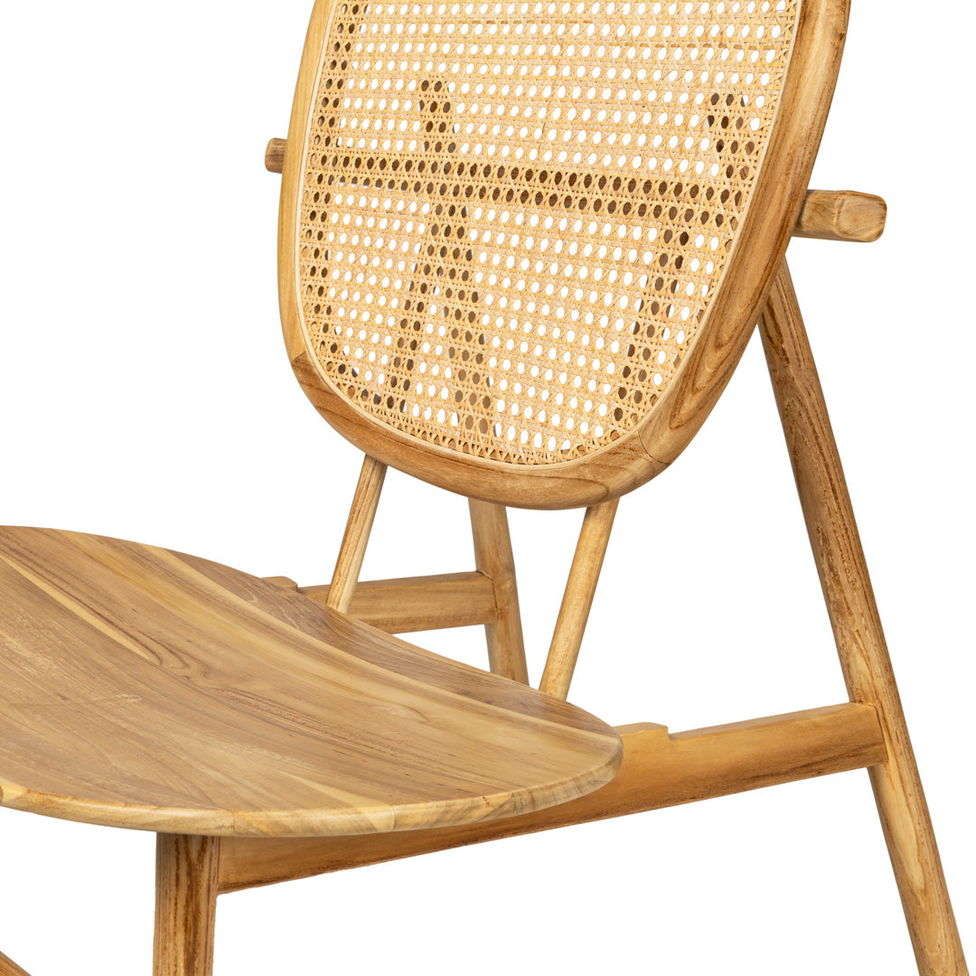 Fotoliu bej din lemn de tec si ratan Soren