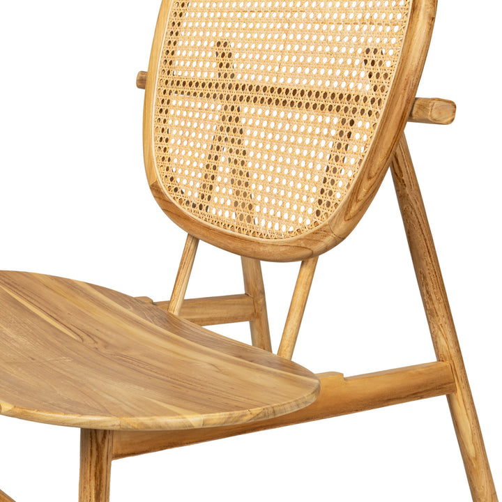 Fotoliu bej din lemn de tec si ratan Soren