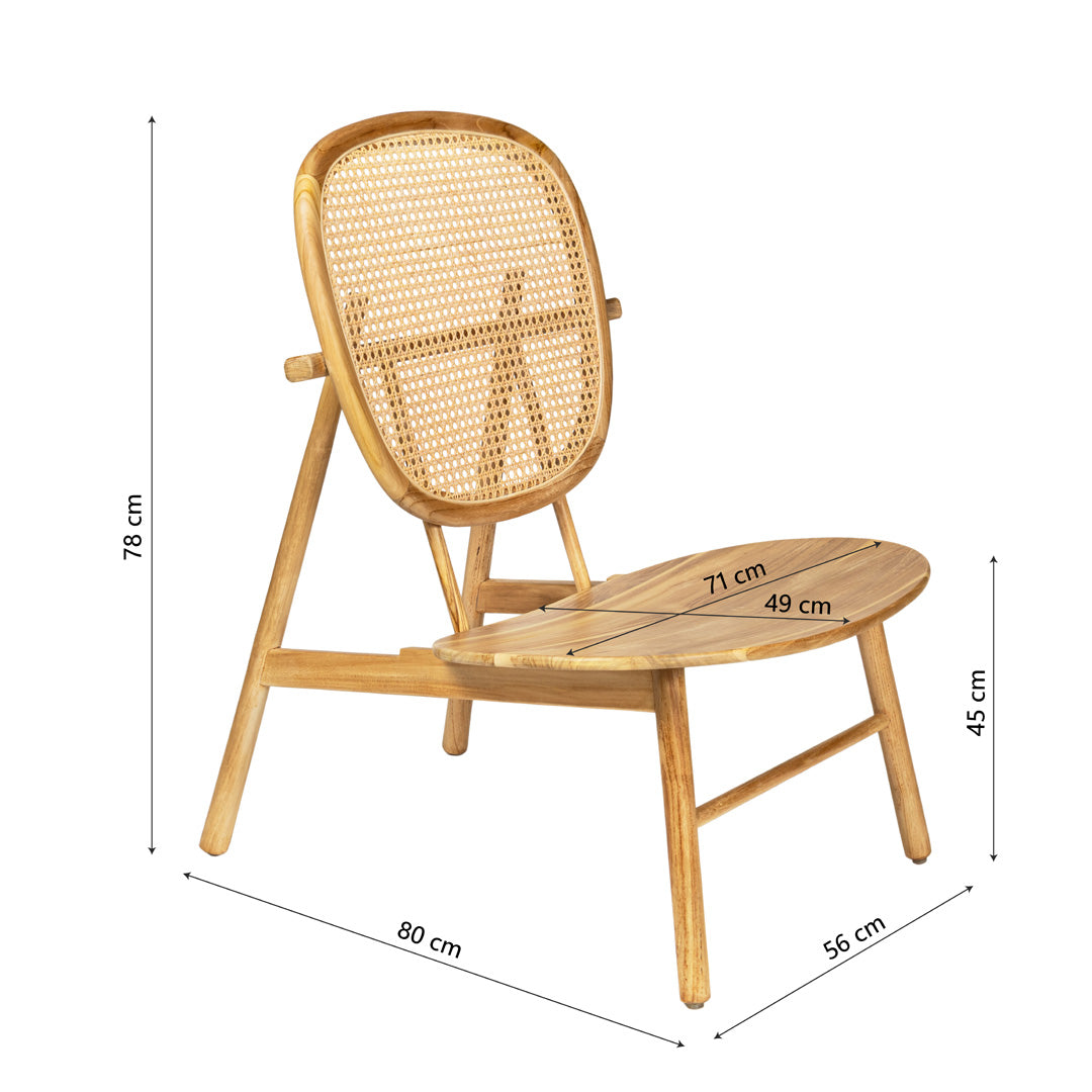 Fotoliu bej din lemn de tec si ratan Soren