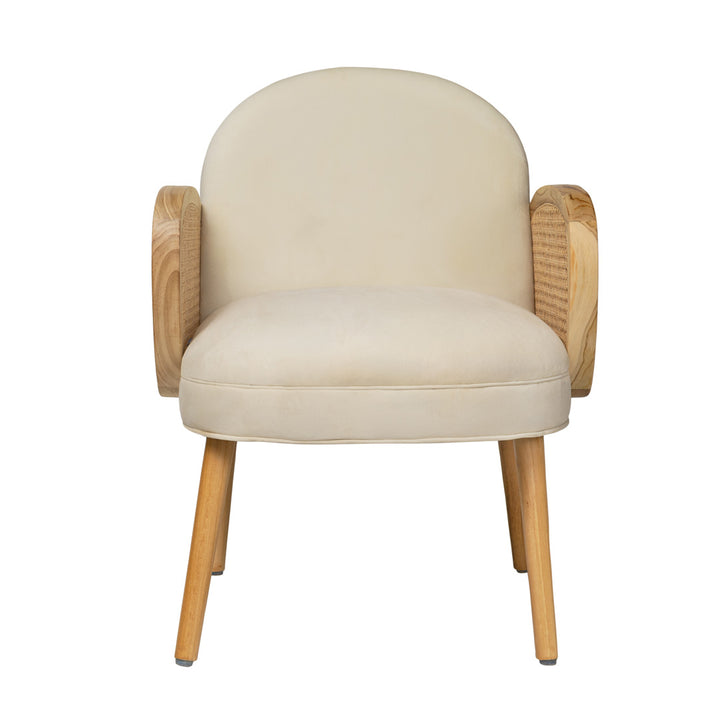 Scaun ivoire din lemn de tec si ratan Vela