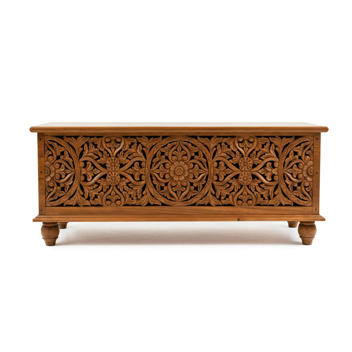 Banca cu depozitare Mandira din lemn de tec, maro