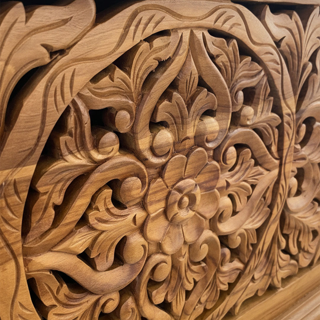 Banca cu depozitare Mandira din lemn de tec, maro