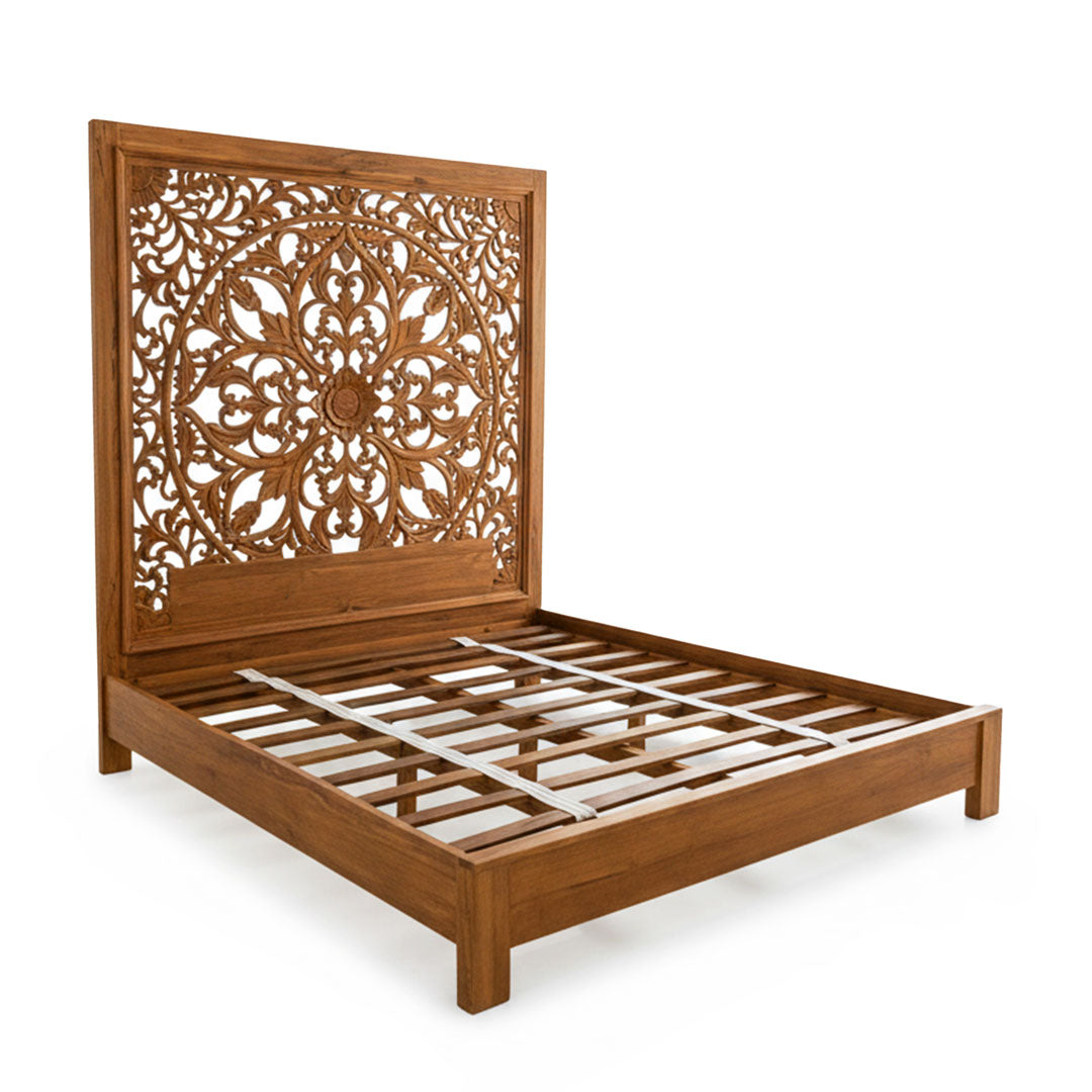 Pat maro din lemn de tec Mandira 180x200 cm