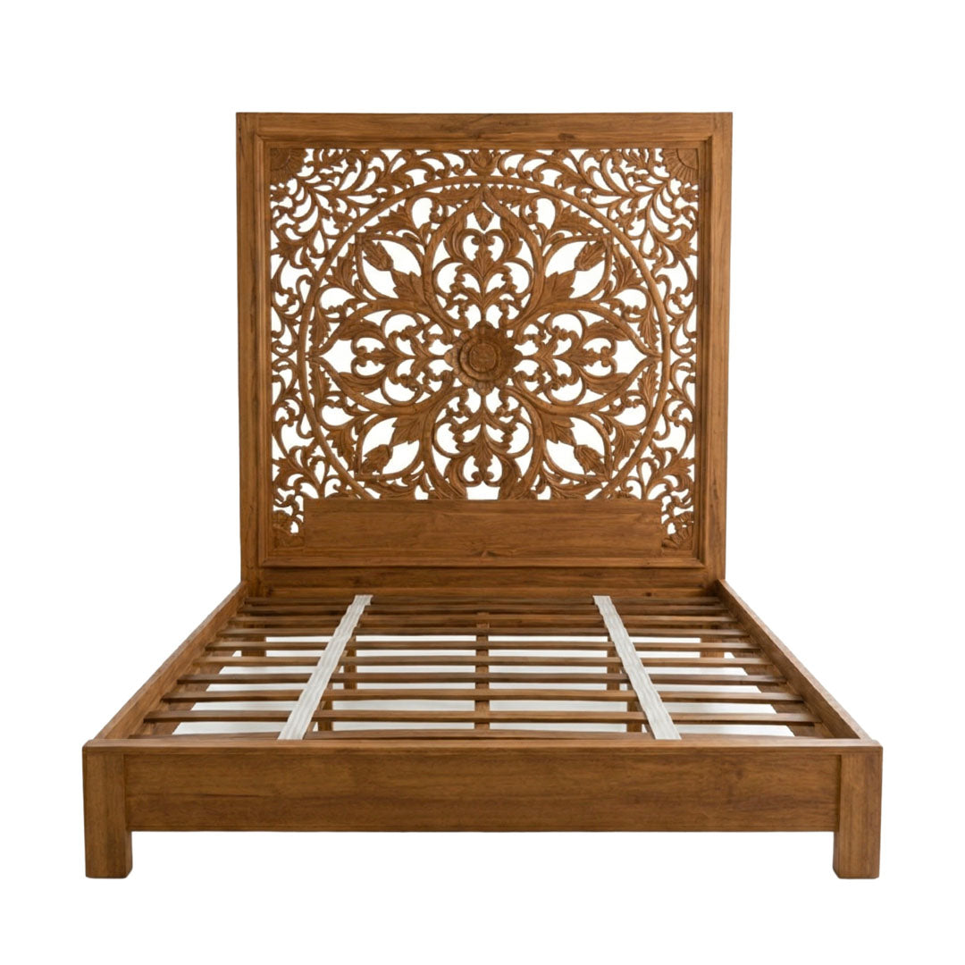 Pat maro din lemn de tec Mandira 180x200 cm