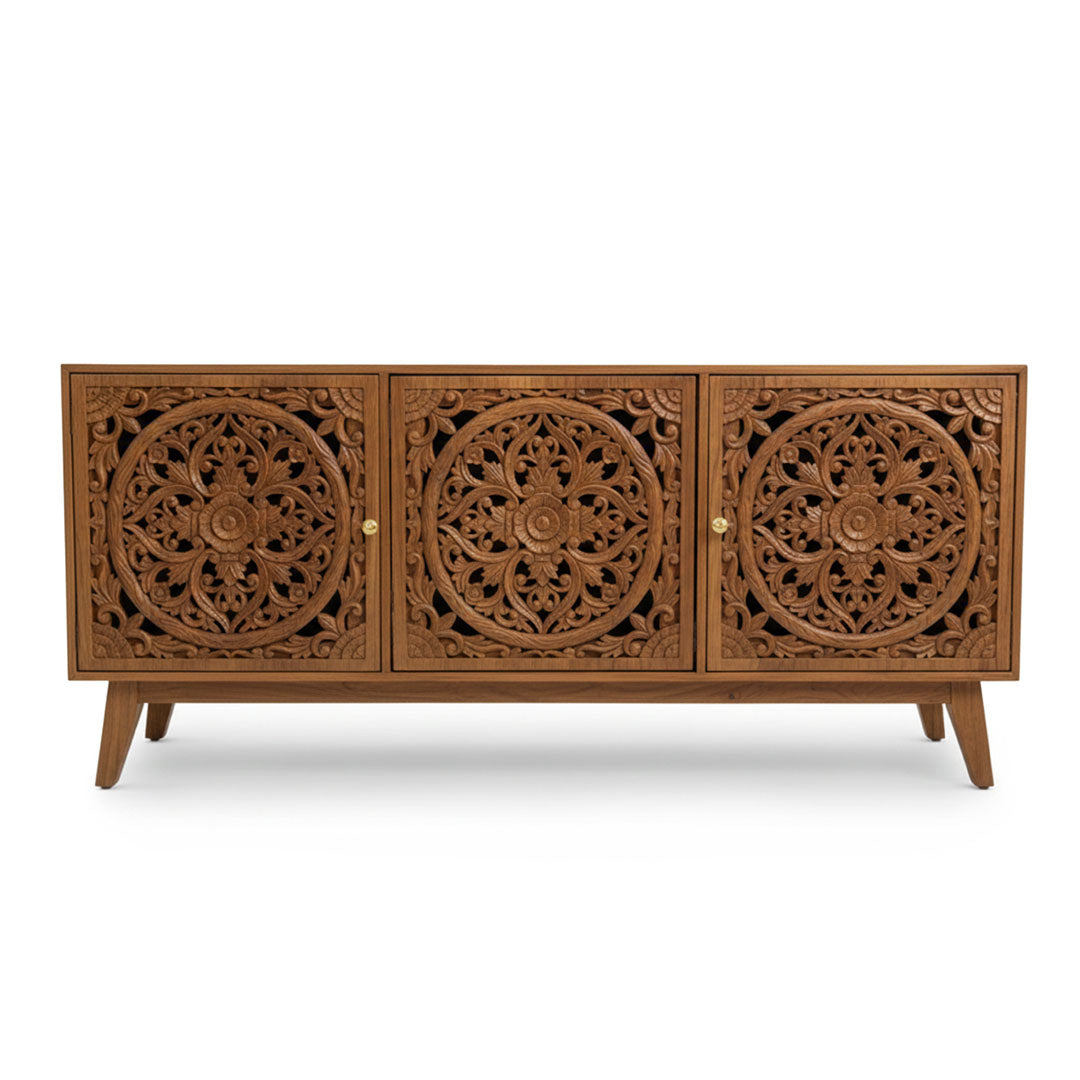 Comoda maro din lemn de tec Mandira