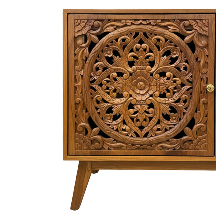 Comoda maro din lemn de tec Mandira