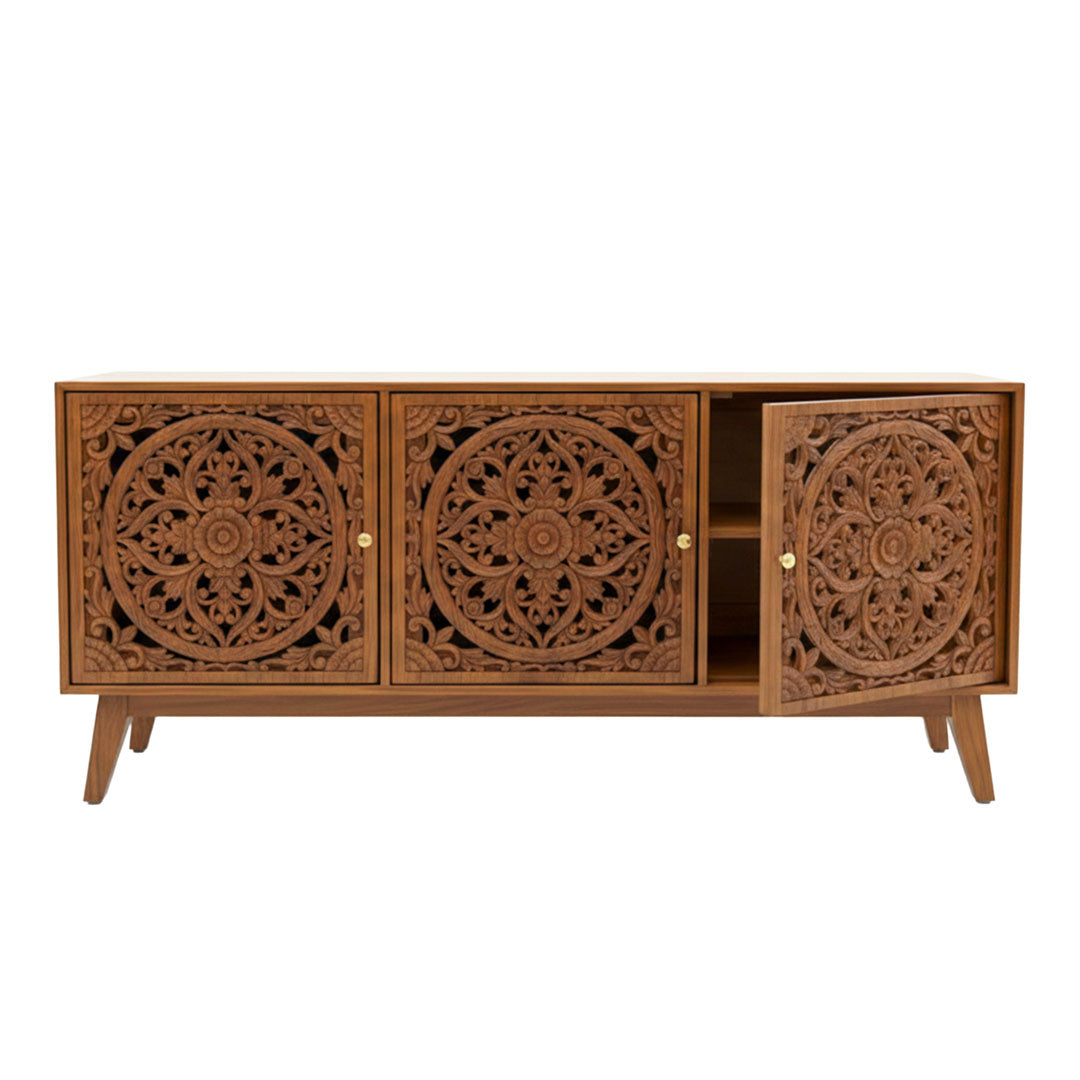 Comoda maro din lemn de tec Mandira