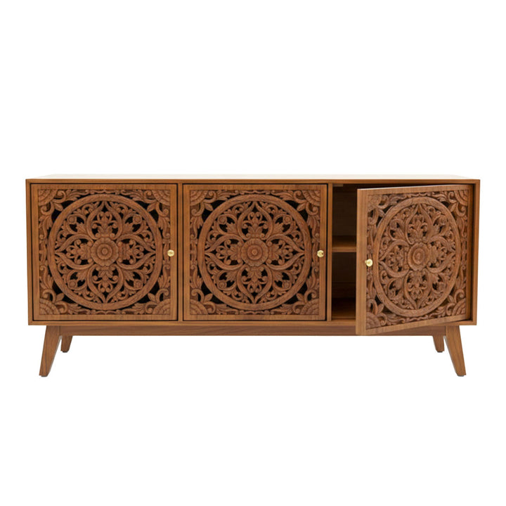 Comoda maro din lemn de tec Mandira